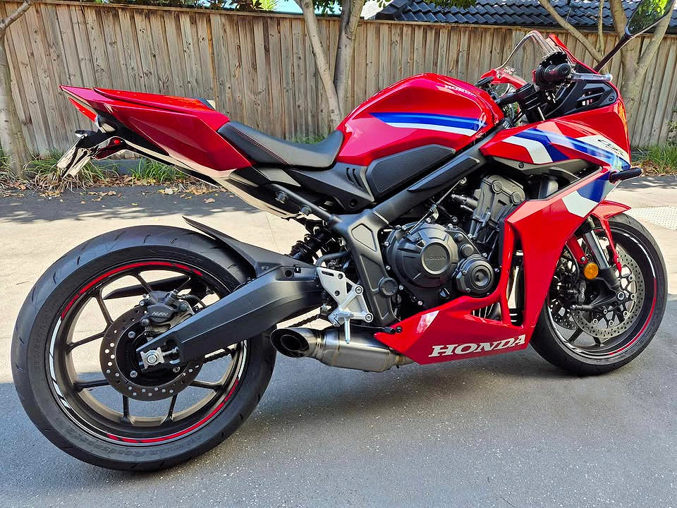 A Red Honda Motorcycle.