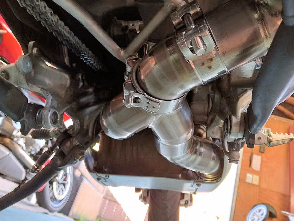 Close-up of a motorcycle exhaust system
