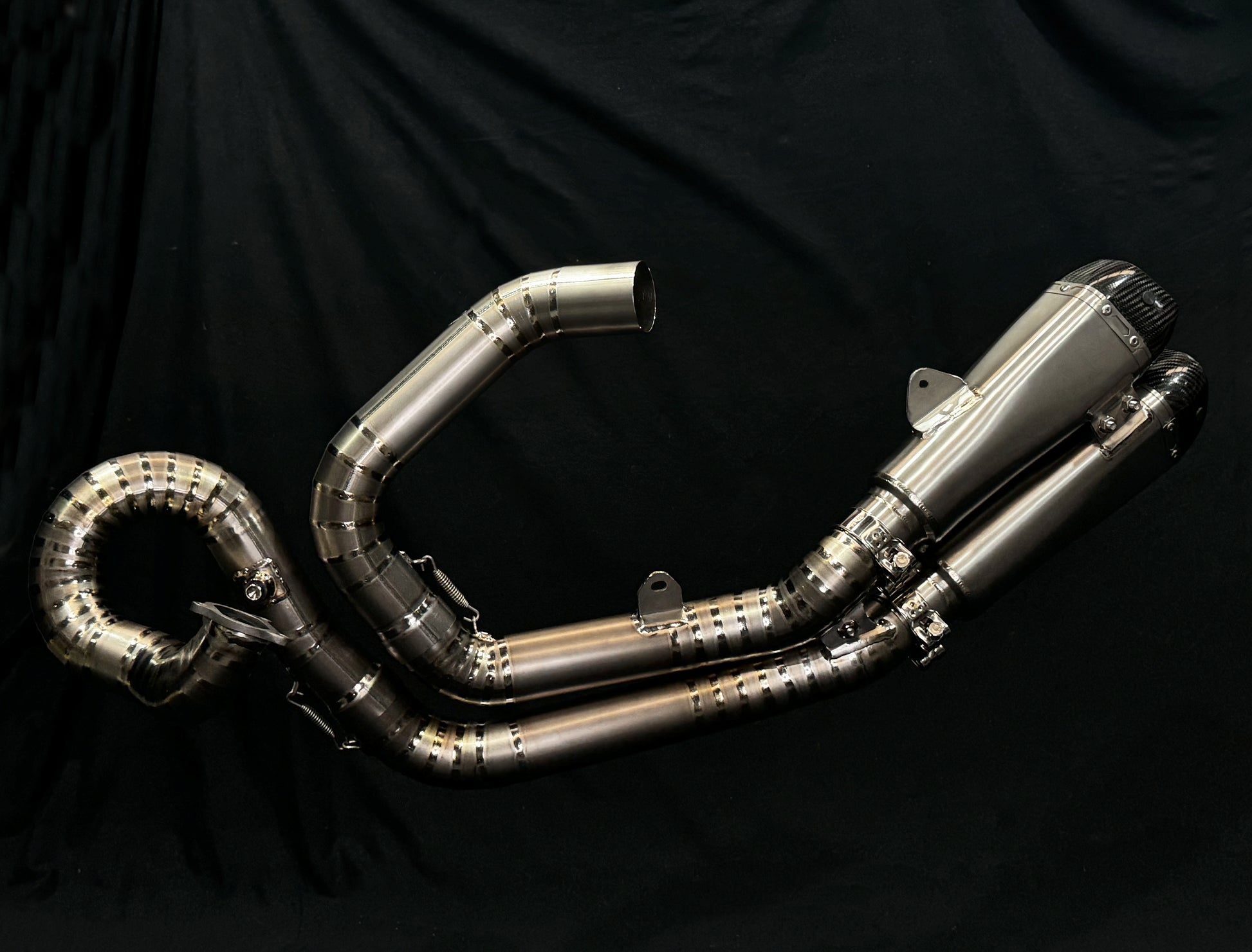 A motorcycle exhausts pipe for Ducati Motorcycle.