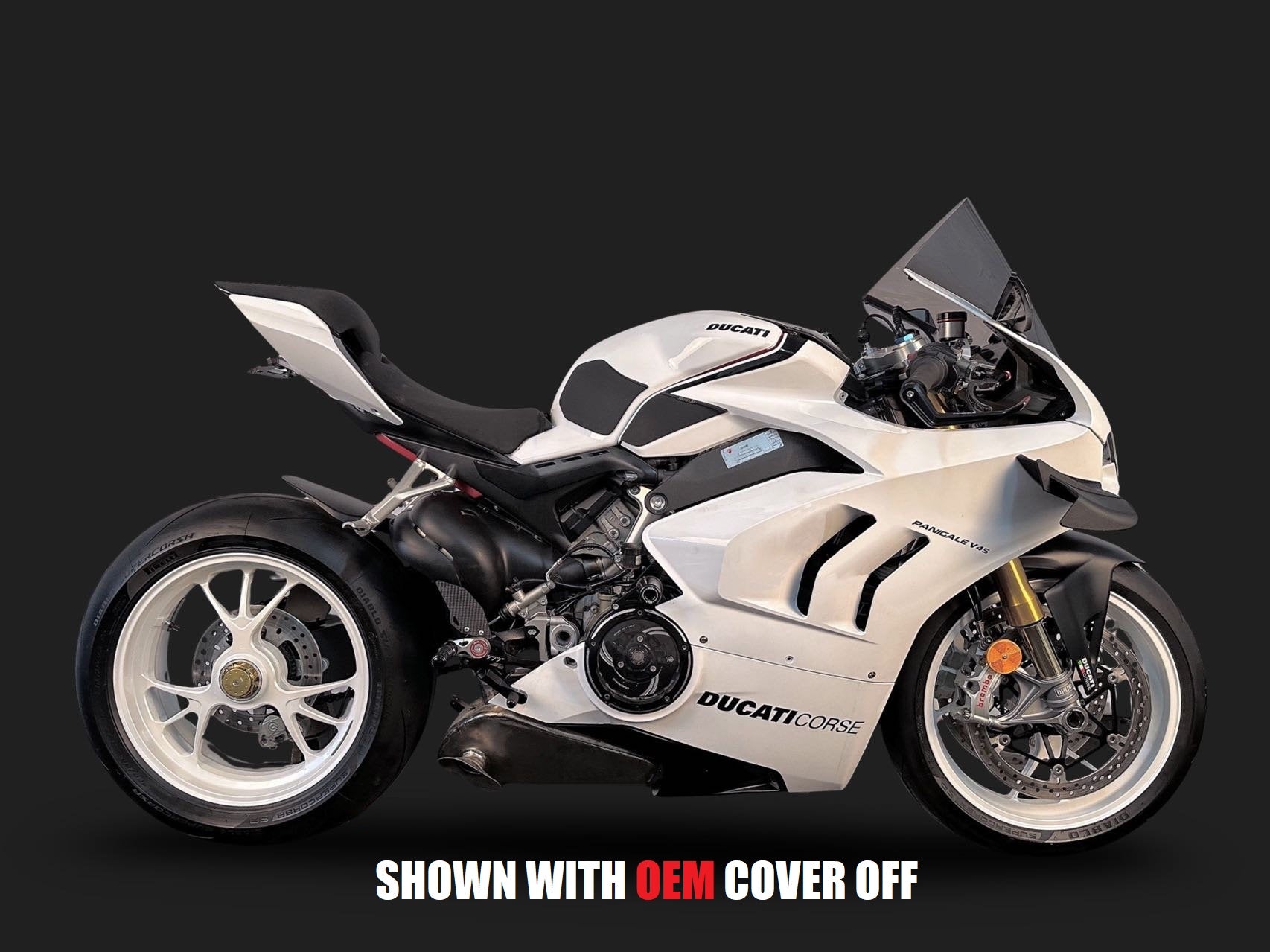 Ducati Panigale V4 Titanium Stealth Slip On Cover Off
