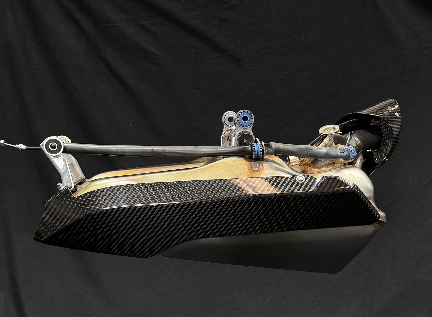 A motorcycle muffler carbon fibre bling.