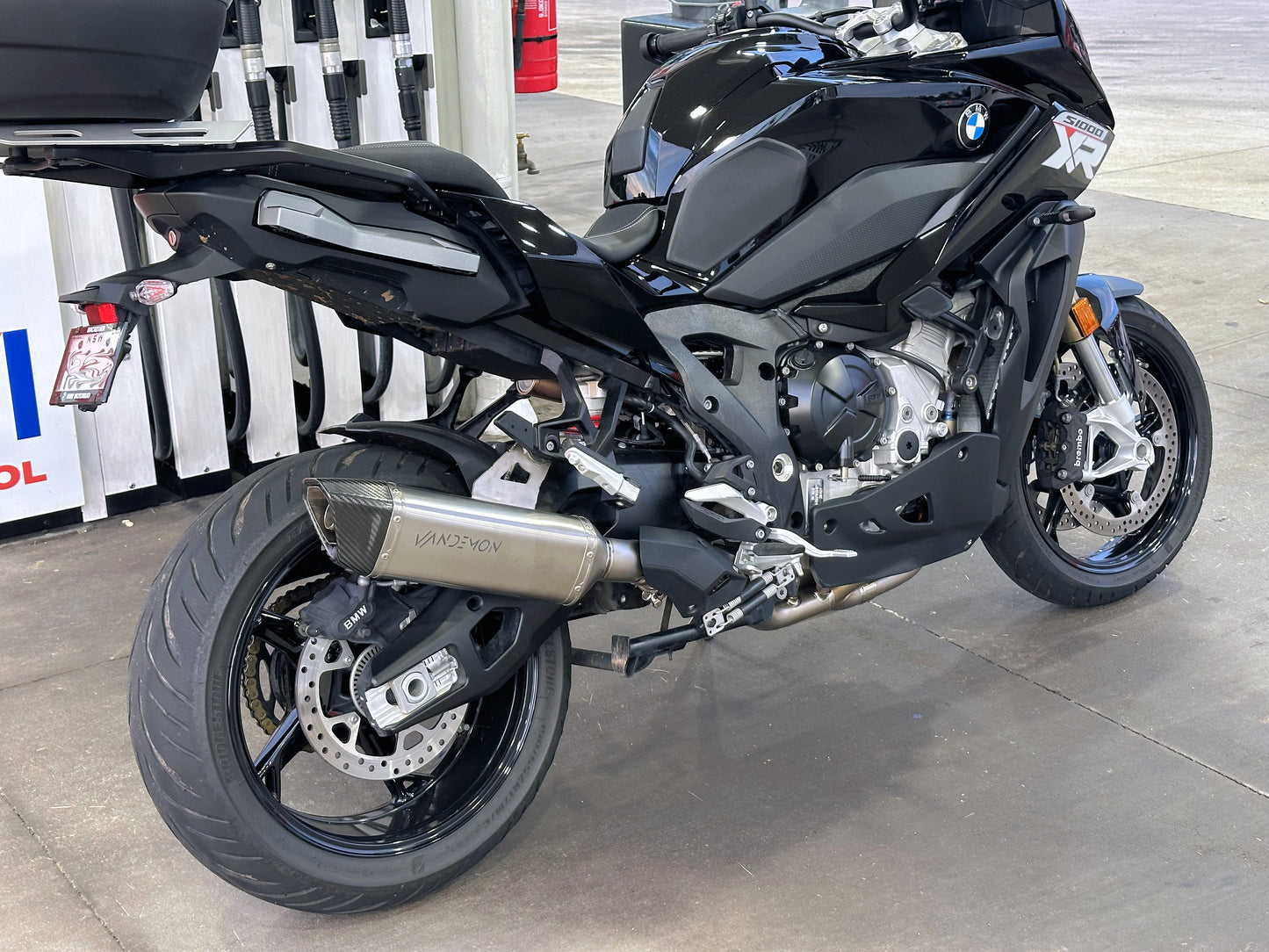 A sleek black BMW motorcycle