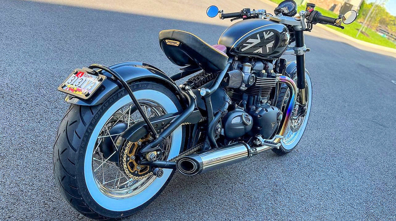Escape de titanio pulido con tubo en H para Triumph Bonneville Bobber y Speedmaster 1200