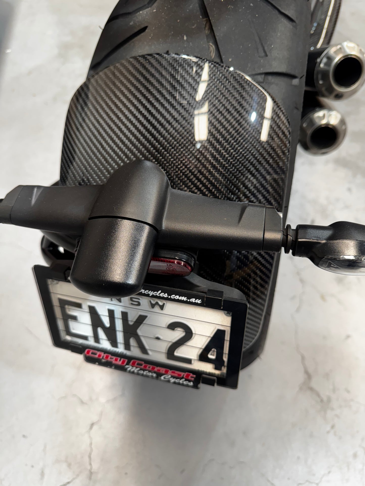 Detailed view of a motorcycle's license plate
