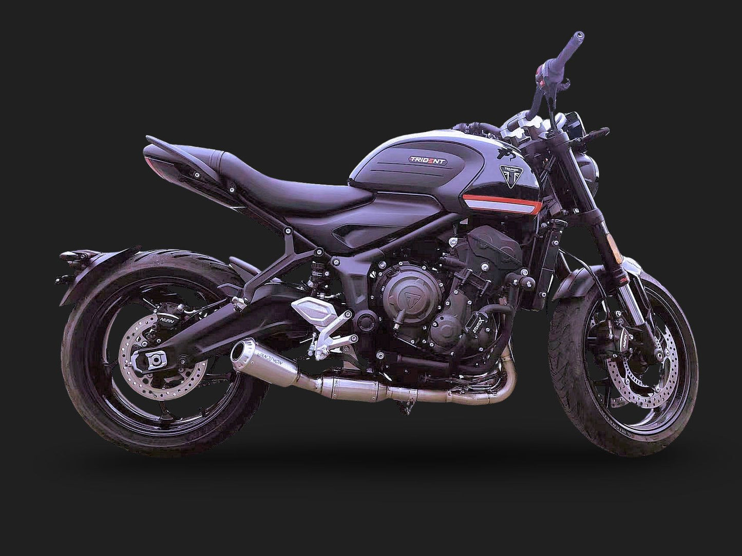 A detailed view of trident triumph motorcycle