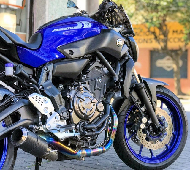 Yamaha R7 MT07 FZ07 XSR700 Tracer 700/GT Titanium Exhaust System Carbon Muffler