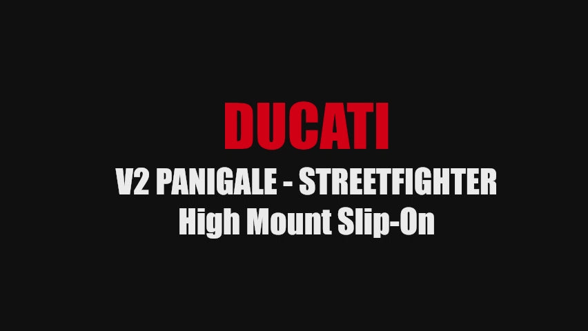 A video of a ducati V2 Panigale-streetfighter high mount slip on exhausts  feauturing its sound.