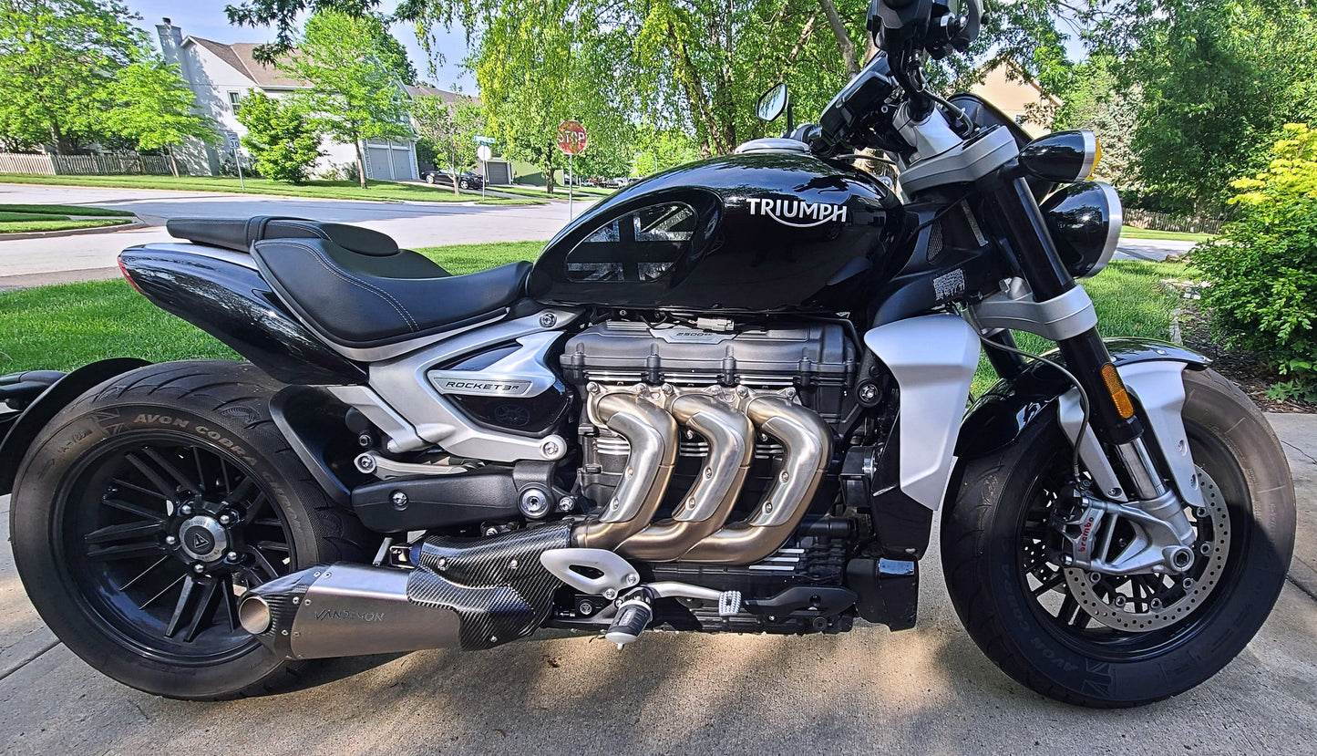 Silenciadores deslizantes Stealth de titanio bimodales para Triumph Rocket 3R y GT 2500
