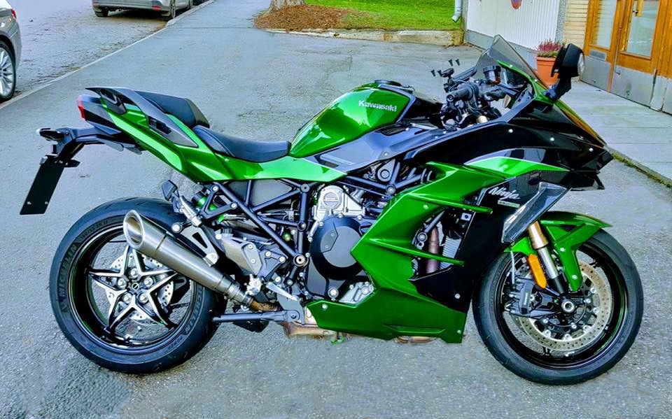 Kawasaki H2 SE SX Vandemon totalmente de titanio H2R Slip-On 2018-24