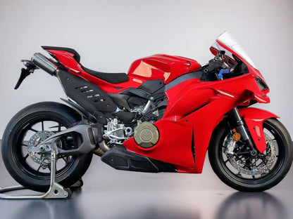 2025 Ducati Panigale Red sports motorcycle on a grey background