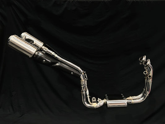 Sistema de escape de montaje alto de acero inoxidable CFMOTO 450SR