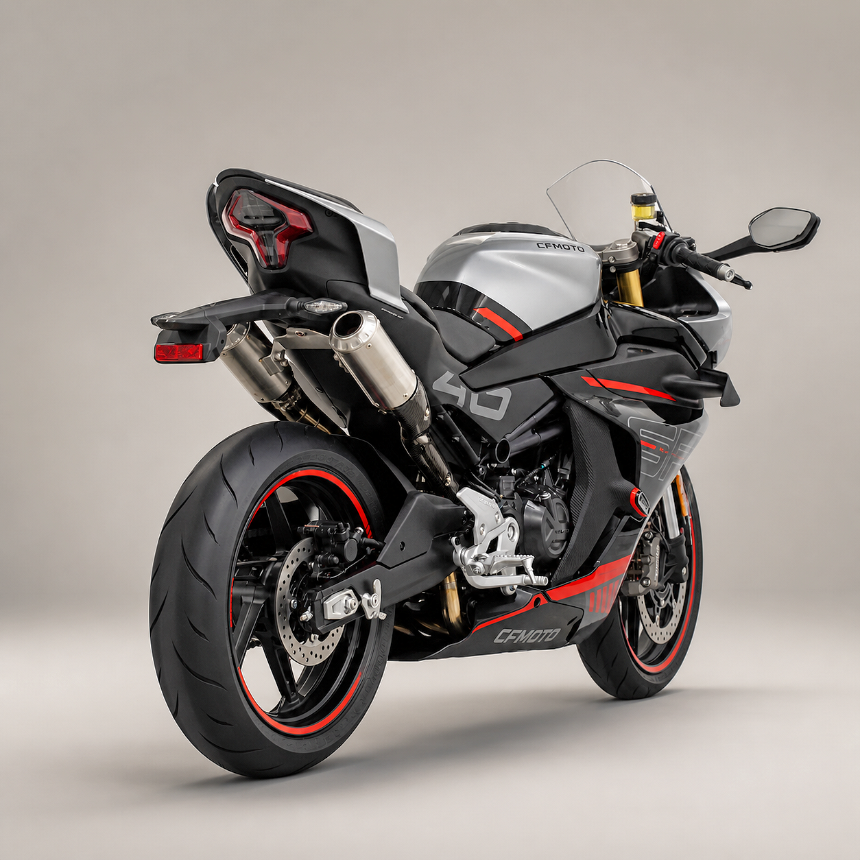 Sistema de escape de montaje alto de acero inoxidable CFMOTO 450SR