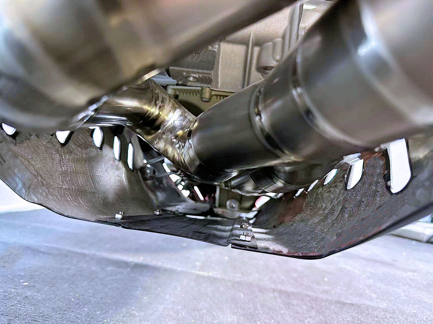Close-up of a car exhaust system