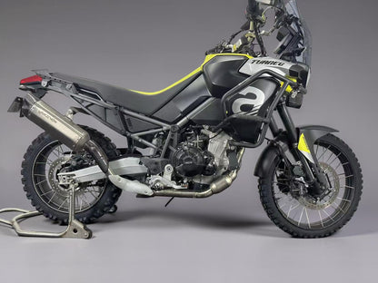 Motorcycle on a stand against a grey background