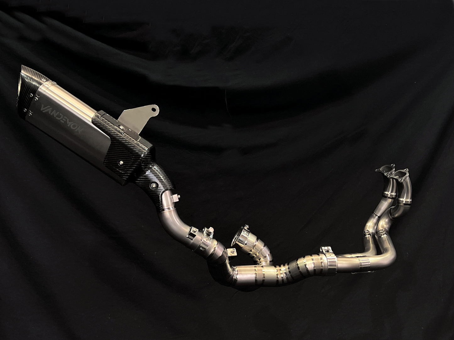 Exhaust system on a black background