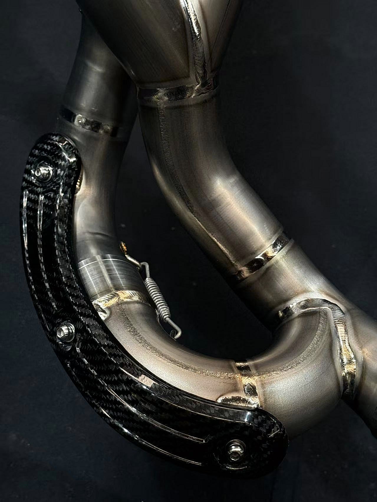 A supersport high mount  titanium exhausts system.