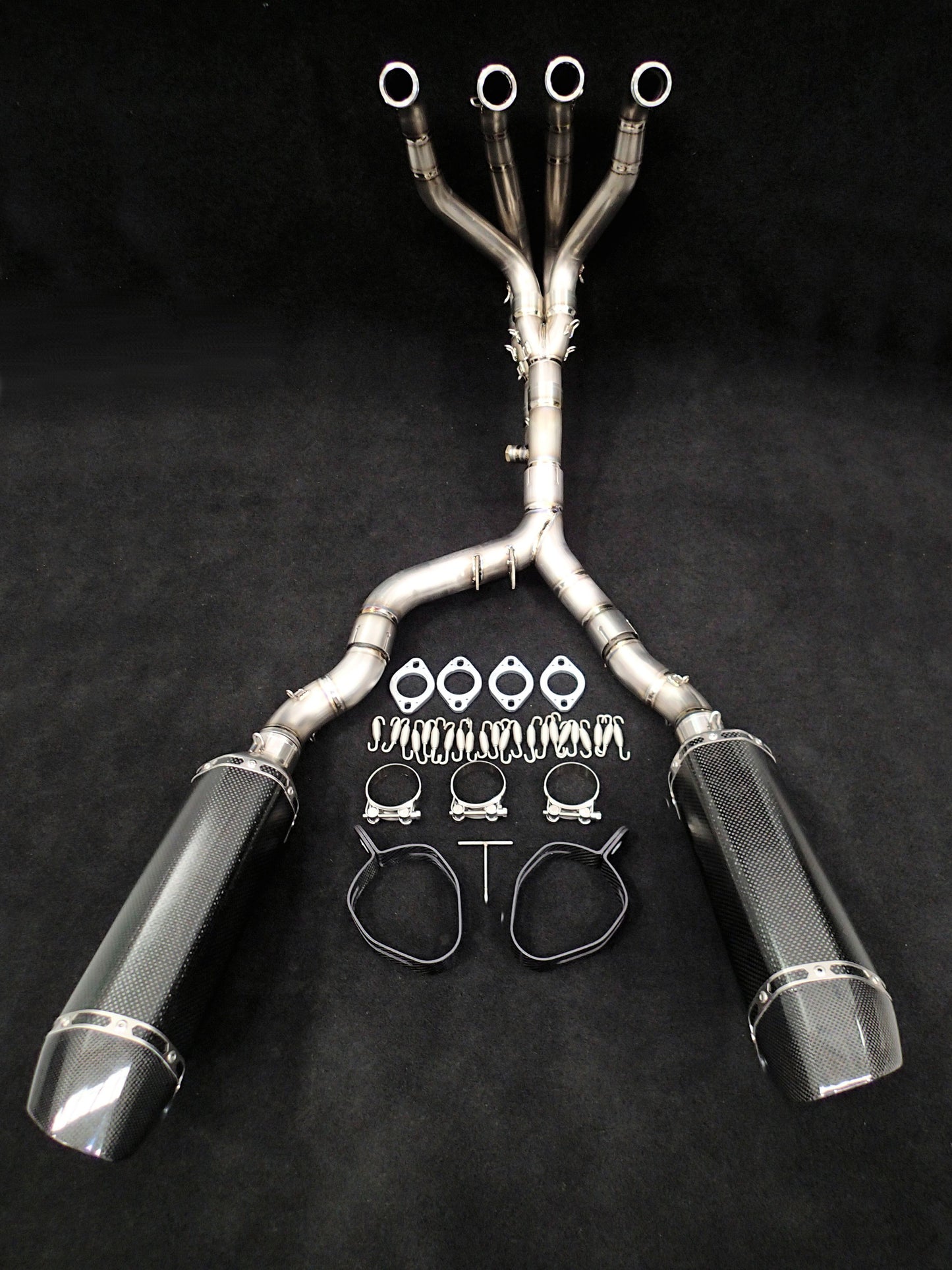 Kawasaki Z1000 Vandemon Dual Titanium Exhaust System with Carbon Fibre Mufflers