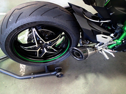 Escape de titanio cepillado y silenciador con punta de carbono de Vandemon para Kawasaki Ninja H2 y H2R